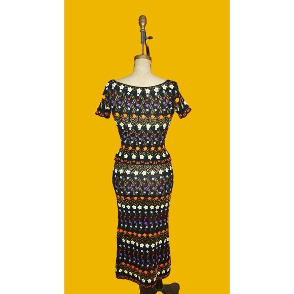 Y2K MOSCHINO CHEAP and CHIC Black Crochet Virgin Wool Short Sleeve & Maxi Skirt - Picture 3 of 10